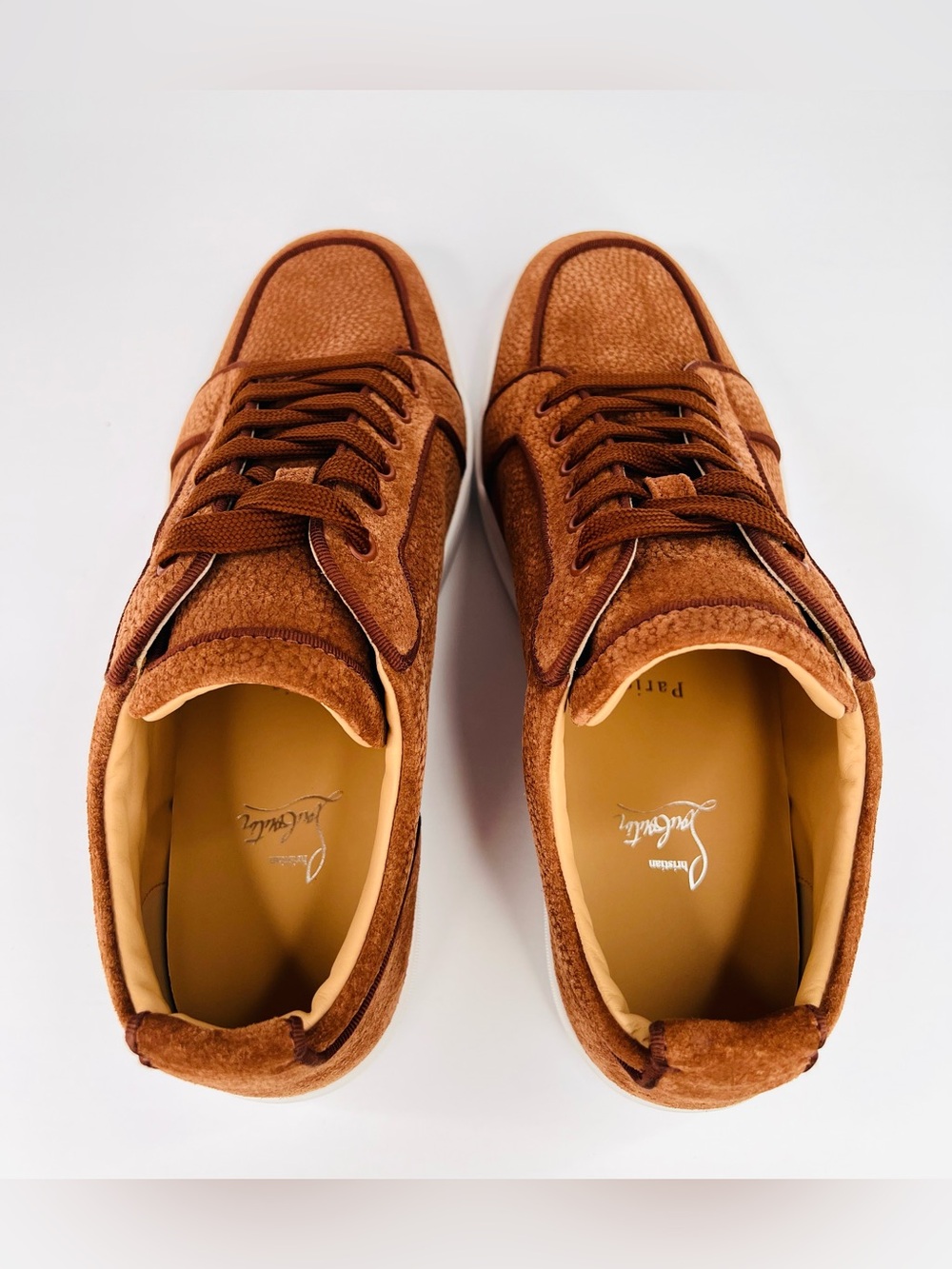 CHRISTIAN LOUBOUTIN Rantulow Orlato Grain Suede Leather Sneakers EU 45- US 12 - Picture 8 of 11
